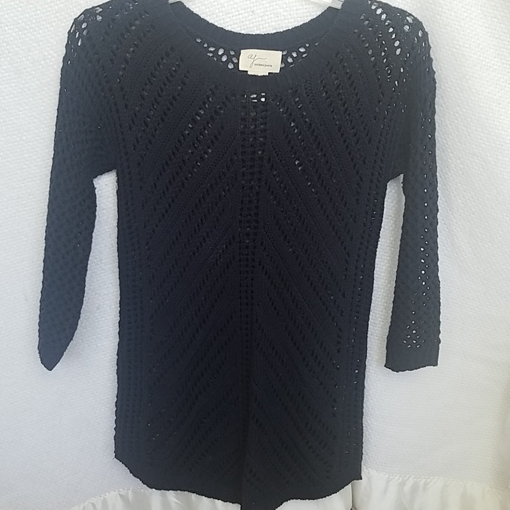 Navy blue open knit sweater XS